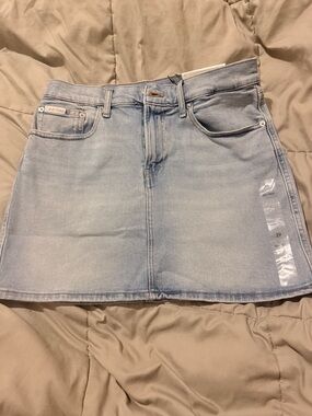 Calvin Klein Pale Blue Denim Mini Skirt